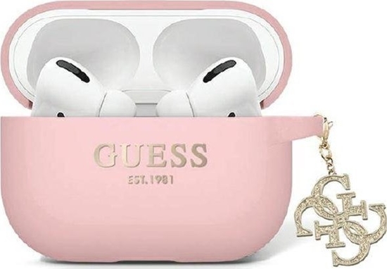 Picture of Guess Guess GUAP2LECG4P AirPods Pro 2 cover róowy/pink Liquid Silicone Glitter Triangle Charm