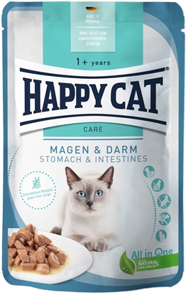 Изображение Happy Cat Sensitive Meat in Sauce Stomach & Intestines, mokra karma, dla kotów dorosych o wraliwym ukadzie pokarmowym, kurczak, 85 g, saszetka