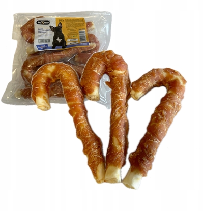 Изображение Hau&Miau Pausesnack przysmak dla psa, laski ze skóry owinite kurczakiem, 500g