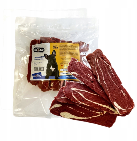 Изображение Hau&Miau Pausesnack przysmak dla psa, marmurkowe paski z woowin, 500g