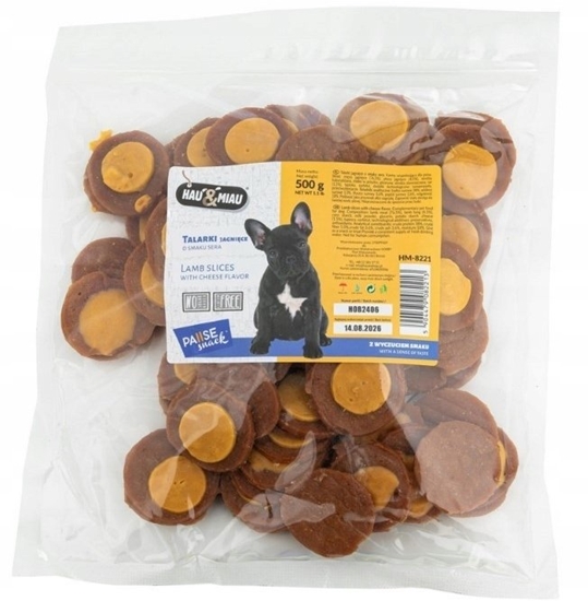 Изображение Hau&Miau Pausesnack przysmak dla psa, talarki jagnice o smaku sera, 500g