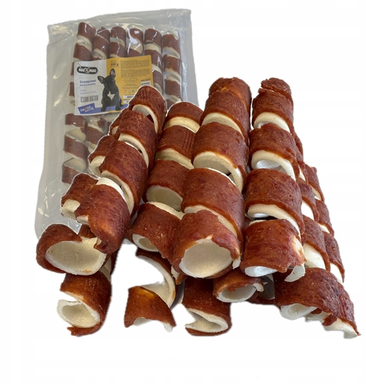 Picture of Hau&Miau Pausesnack przysmak dla psa, zakrcone rolki z kaczk, 500g