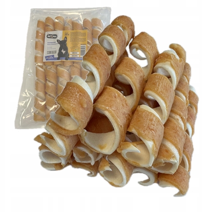 Изображение Hau&Miau Pausesnack przysmak dla psa, zakrcone rolki z kurczakiem, 500g