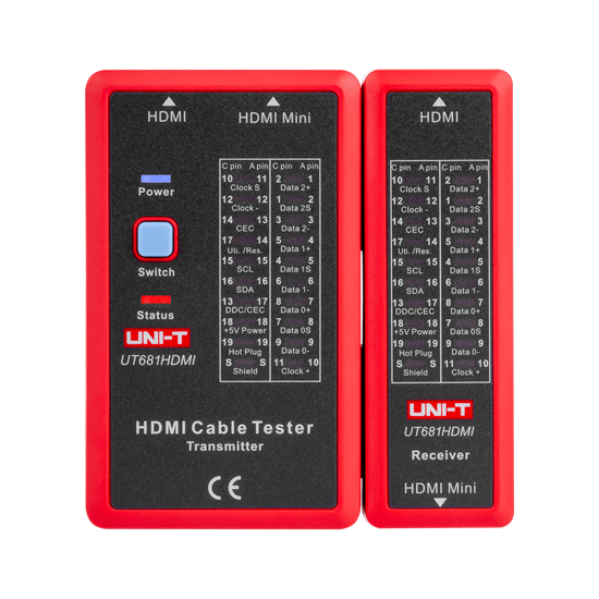Изображение HDMI kabeļu testeris ar LED indikatoru Uni-T UT681HDMI