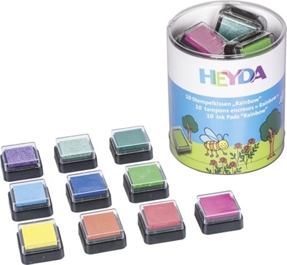 Picture of HEYDA HEYDA Ink Pad Rainbow 10 colours assort., Children''s ink pad, Purple, Pink, Blue, Green, Red, Violet, Yellow, 30 mm, 30 mm