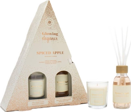 Picture of HiSkin Glowing Elegance zestaw patyczki zapachowe Jabko i Cynamon 95ml + wieca zapachowa Jabko i Cynamon 120g