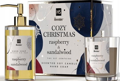 Attēls no HiSkin HISKIN_SET Cozy Christmas mydo do rk Malina i Drzewo Sandaowe 250ml + wieca Malina i Drzewo Sandaowe 150g