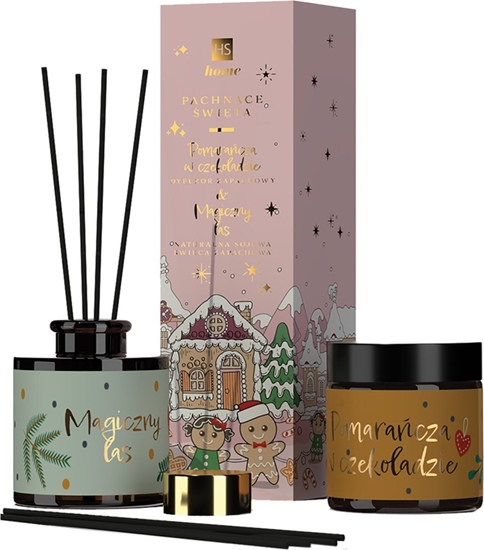 Picture of HiSkin HISKIN_SET Pachnce wita dyfuzor zapachowy Pomaracza z Cynamonem 80ml + wieca sojowa Magiczny Las 100ml