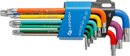 Изображение Högert Technik Klucze TORX dugie kodowane kolorystycznie stal S2 9 elementów HT1W817