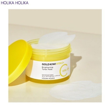 Изображение Holika Holika HOLIKA HOLIKA_Gold Kiwi Vita C Plus Brightening Toner Pad rozjaniajce, tonujce patki do twarzy z witamin C 80 sztuk