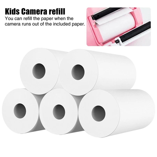 Изображение HQ Self-Adhesive Thermo Paper sticker x10 Rolls 57mm x 25mm for Kids Print Camera White