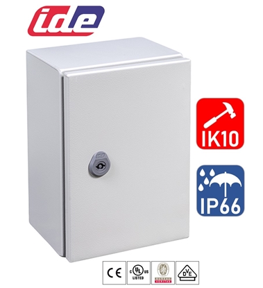 Изображение IDE ARGENTA Metāla skapis 400x300x200, IK10, IP66 RAL7035