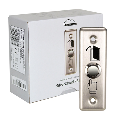 Attēls no Iebūvējama piekļuves poga SilverCloud PB303, NO/COM izejas kontakts, maks. 12V/24V 3A, nerūsējošais 