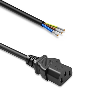 Attēls no IEC C13 barošanas kabelis | atizolēts un pielodēts | Tīrs vara Cu | 3x0.75mm² | 0.5m | QOLTEC
