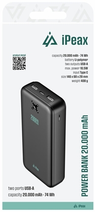 Attēls no iPeax Power Bank 2x USB-A 20000 mAh