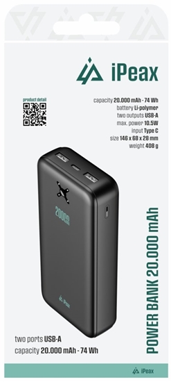 Изображение iPeax Power Bank 2x USB-A 20000 mAh