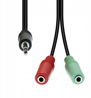 Picture of Kabel ProXtend Mini-Jack 4-Pin to 2x 3-Pin Cable M-F Black 30cm