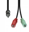 Attēls no Kabel ProXtend Mini-Jack 4-Pin to 2x 3-Pin Cable M-F Black 30cm