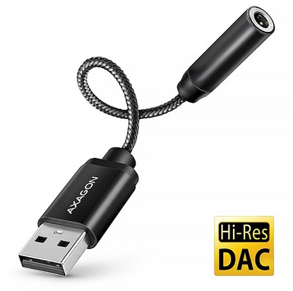 Picture of Kabel USB Axagon AXAGON ADA-HA, adapter audio USB-A na jack 3,5 mm Hi-Res DAC, 384 kHz / 32 bit, stereo