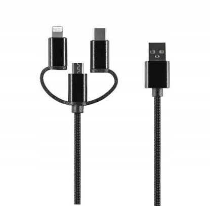 Picture of Kabel USB Havit Setty kabel 3w1 USB - Lightning + USB-C + microUSB 1,0 m 2A czarny nylon TD