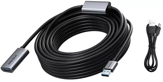 Picture of Kabel USB Vision Przeduacz USB do USB Typ A (W) do USB Typ A (M) USB 3.0 10 m aktywny czarny
