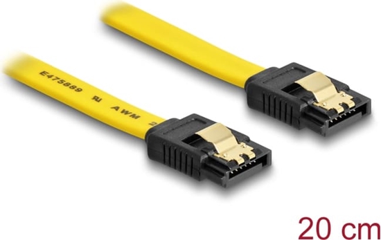 Picture of Kabelis SATA 6 Gb/s M / M, metāla saspraudes, 20cm, dzeltens, Delock