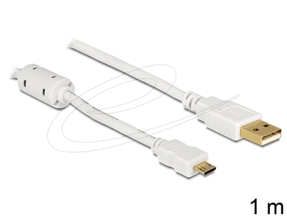 Attēls no Kabelis USB2.0 AM > USB microBM, ar ferītu, 1m, balts