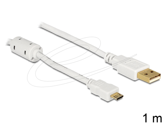 Picture of Kabelis USB2.0 AM > USB microBM, ar ferītu, 1m, balts