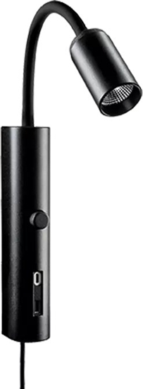 Picture of Kinkiet SpectrumLED SG ARMATUREN Tube Wall Sort USB 350lm 2700K Ra 98 Zintegrowany ciemniacz