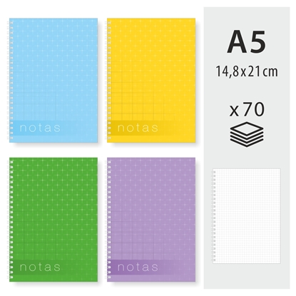 Attēls no Klade ar spirāli A5, 70 lapas, rūtiņās