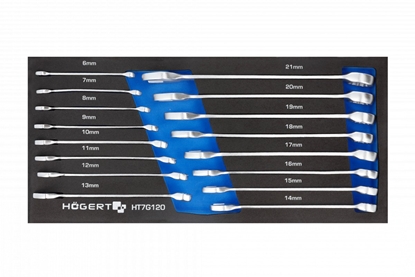 Attēls no Kombinētu uzgriežņu atslēgu komplekts Hogert HT7G120-1; 6-21 mm; 16 gab.