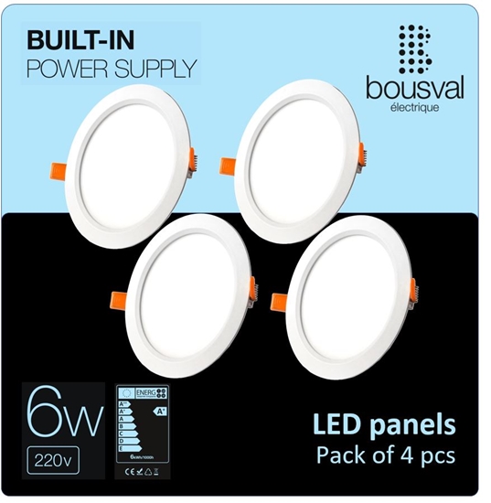 Изображение Komplekts 4 gabali apaļas formas LED paneļi 6W 3000K 118x29mm ar iebūvētu vadības bloku