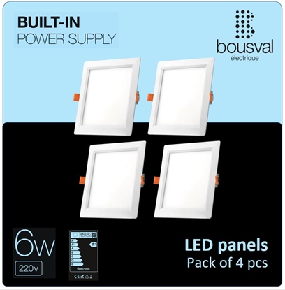 Attēls no Komplekts 4 gabali kvadrāt formas LED paneļi 6W 3000K 118x118x29mm ar iebūvētu vadības bloku