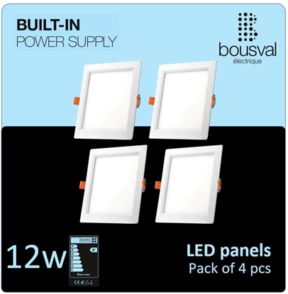 Attēls no Komplekts 4 gabali kvadrātformas LED panelis 12W 4000K 168x168x29 ar iebūvētu barošanas bloku