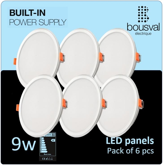 Изображение Komplekts 6 gab apaļas formas LED panelis 9W 3000K 116x36mm ar iebūvētu vadības bloku