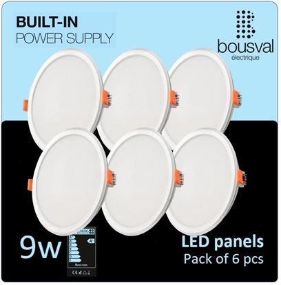 Attēls no Komplekts 6 gab apaļas formas LED panelis 9W 4000K 116x36mm ar iebūvētu vadības bloku