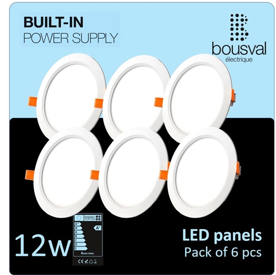 Picture of Komplekts 6 gabali apaļas formas LED panelis 12W 3000K 168x29 ar iebūvētu barošanas bloku