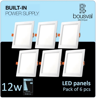 Attēls no Komplekts 6 gabali kvadrātformas LED panelis 12W 3000K 168x168x29 ar iebūvētu barošanas bloku
