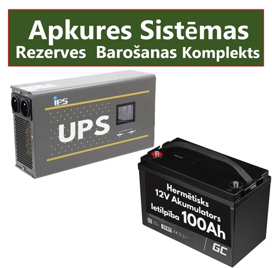 Picture of Komplekts Nepārtrauktās barošanas bloks ( Invertors ) apkures sistēmai 600W + 12V 100Ah akumulators