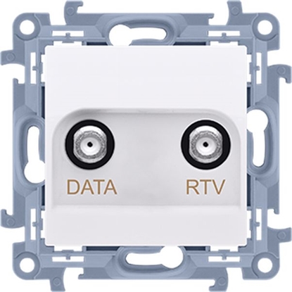 Изображение Kontakt-Simon Simon 10 Gniazdo antenowe kocowe RTV-DATA. 1xwejcie: 51000 MHz Wyjcie 2x/F/ (DATA: 51000 MHz) (RTV:881000 MHz) biae CAD1.01/11