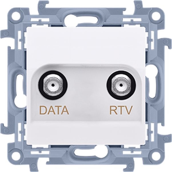 Picture of Kontakt-Simon Simon 10 Gniazdo antenowe kocowe RTV-DATA. 1xwejcie: 51000 MHz Wyjcie 2x/F/ (DATA: 51000 MHz) (RTV:881000 MHz) biae CAD1.01/11