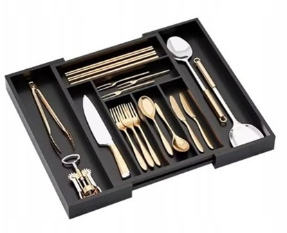 Attēls no KRISBERG Wkad organizer do szuflady na sztuce rozsuwany 31.5-52x43x5cm CZARNY KS-7730