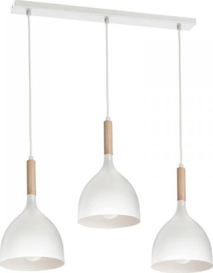 Picture of Lampa wiszca Dekoracja domu Lampa sufitowa Noak Wood biaa potrójna