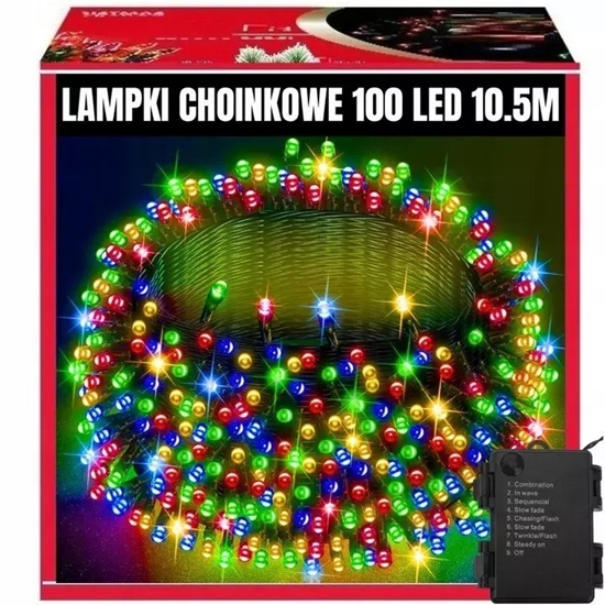 Picture of Lampki choinkowe ExtraLink Extralink | Lampki choinkowe | witeczne, 10,5m, 100 LED, ciepe, multikolor, na baterie