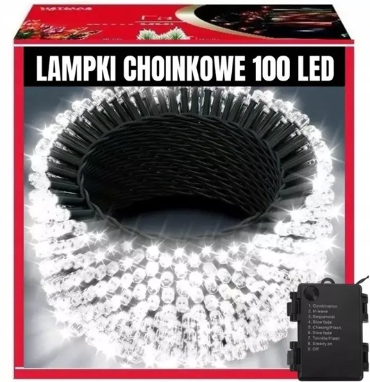 Picture of Lampki choinkowe ExtraLink Extralink | Lampki choinkowe | witeczne, 10m, 100 LED, biae, zimne, zewntrzne, wewntrzne, na baterie