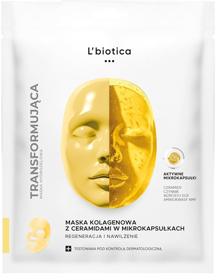Picture of Lbiotica L'BIOTICA_Maska kolagenowa z ceramidami w mikrokapsukach Regeneracja i Nawilenie 1 sztuka
