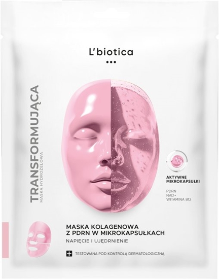 Изображение Lbiotica L'BIOTICA_Maska kolagenowa z PDRN w mikrokapsukach Napicie i Ujdrnienie 1 sztuka