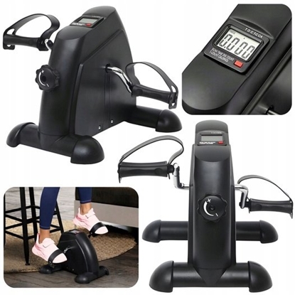 Изображение Lean Mini Rowerek Treningowy Rotor Rehabilitacyjny 2w1 Wywietlacz LCD Czarny EDUKAMP