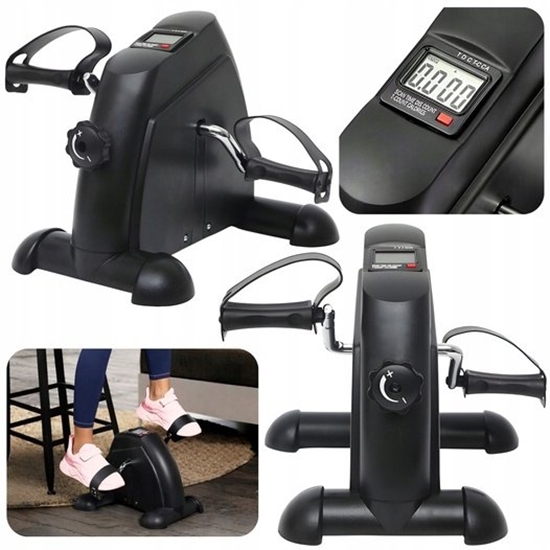 Изображение Lean Mini Rowerek Treningowy Rotor Rehabilitacyjny 2w1 Wywietlacz LCD Czarny EDUKAMP