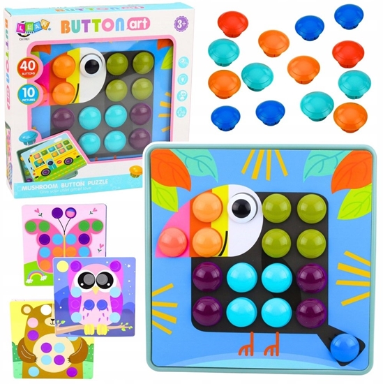 Изображение LeanToys Kreatywne Puzzle Geometryczne Mozaika Ukadanka Edukacyjna Grzybki 53 el.
